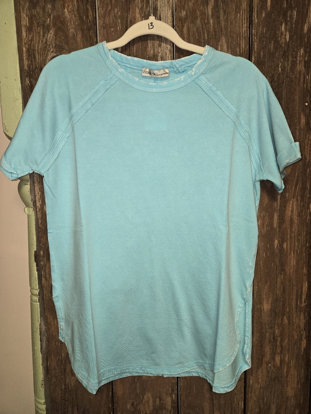 Zenana Light Blue Short Sleeve Crew Neck Tee